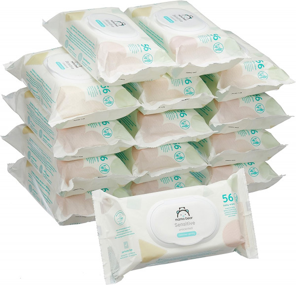 Mama Bear Sensitive Baby-Feuchttücher – Vorratspack mit 15 Packungen