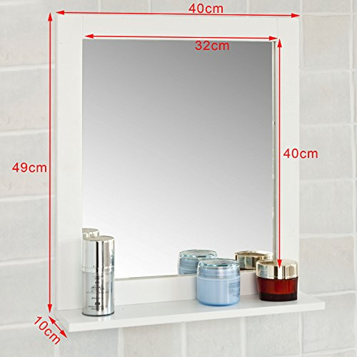 SoBuy FRG129-W Badspiegel mit Ablage, weiß