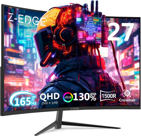 Z-Edge 27 Zoll QHD Curved Gaming Monitor LED Bildschirm - Schwarz