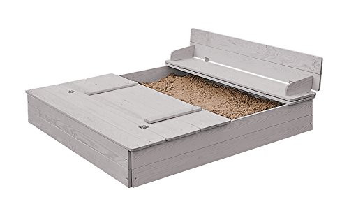roba Holzsandkasten mit aufklappbarem Sitzbank-Deckel, grau