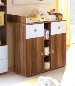 Milu Wickelkommode, Walnuss-Weiß, 90 cm breit