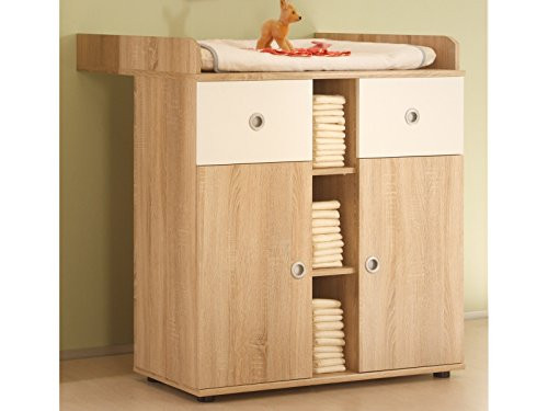 möbelando Babyzimmer, dreiteilig, Sonoma-Eiche-Weiß