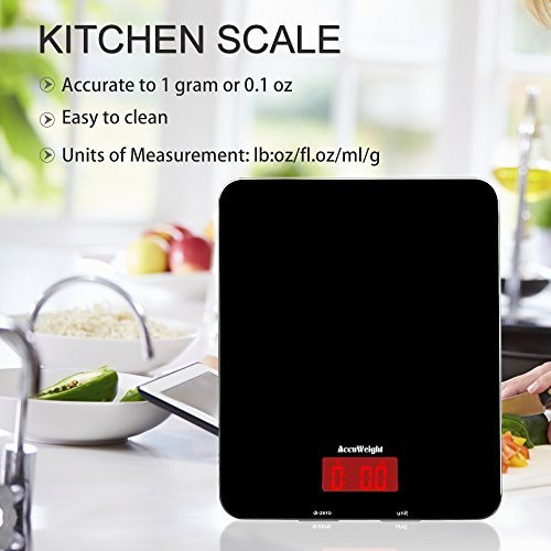 ACCUWEIGHT AW-KS001 digitale Küchenwaage, bis 5 kg, schwarz