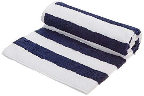 AmazonBasics Strandtuch mit Blockstreifen, marineblau