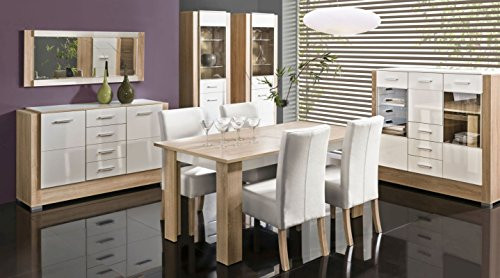 Arowana Esszimmer-Set D, zehnteilig, Eiche-Weiß Glanz