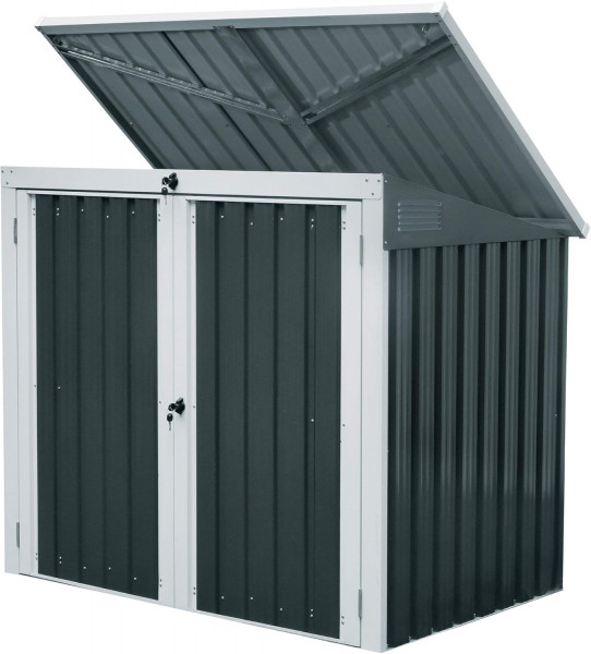 Zelsius Gartenschrank-Anthrazit-Metall Geräteschrank mit Lüftungsgittern