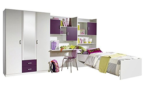 Rauch Flow Jugendzimmer, dreiteilig, Weiß-Brombeer