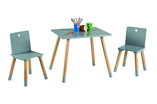 roba Kindersitzgruppe aus Holz, grau, Tisch mit zwei Stühlen