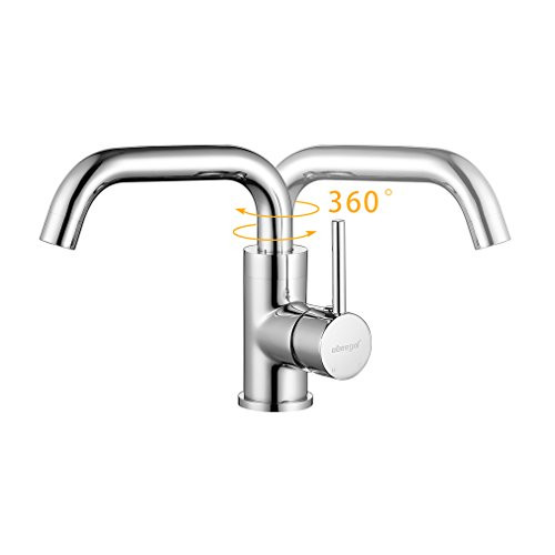 ubeegol Waschtischarmatur, 360 Grad schwenkbar, Chrom