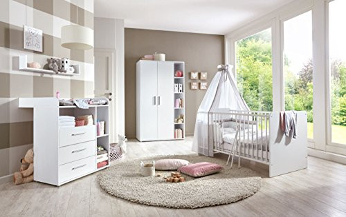 KIM 1 Babyzimmer-Set, weiß, mit Schrank und Babybett