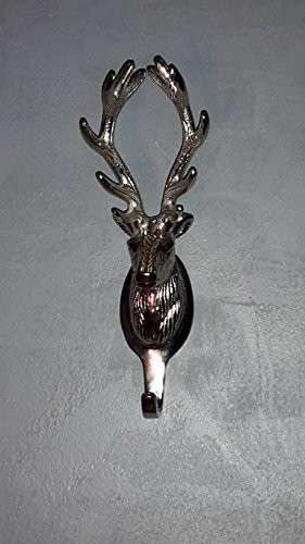 Wandhaken Hirschkopf aus Aluminium, 24 cm
