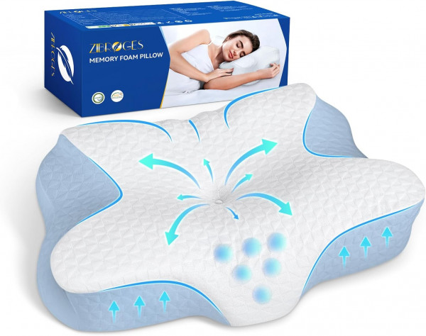 Zibroges Memoryschaum-Nackenstützkissen mit Bezug